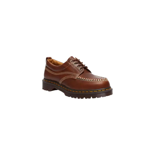 Braune Dr. Martens Herren Lowell Schnürschuhe aus butterscotchfarbenem Leder, Abbildung der Schuhrückseite.