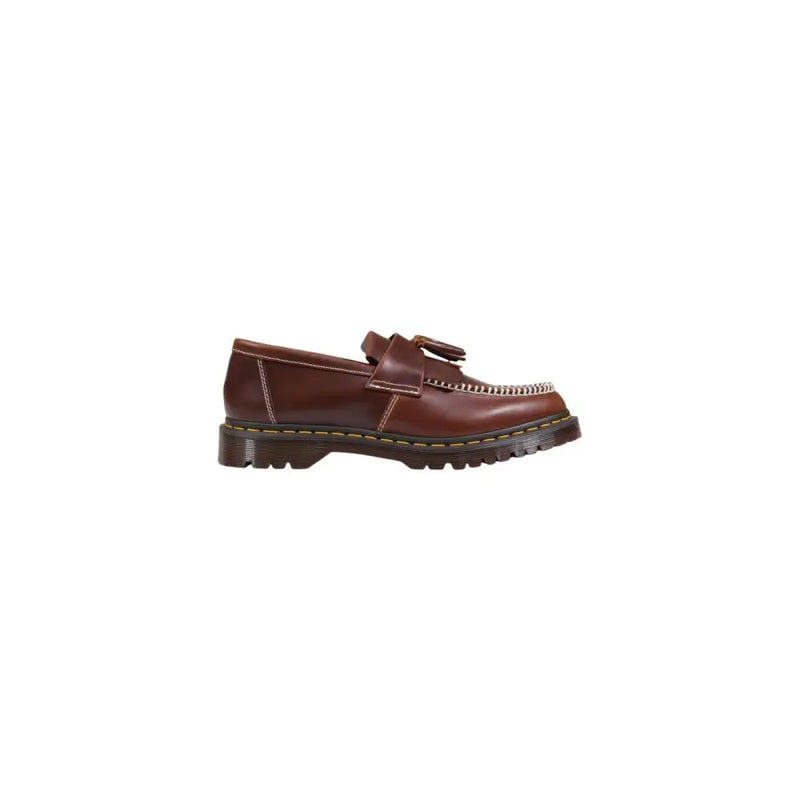 Dr. Martens Herren-Mokassin, brauner Leder-Quasten-Loafer mit gelben Ziernähten und dicker Gummisohle, Frühlings- und Sommerschuhe