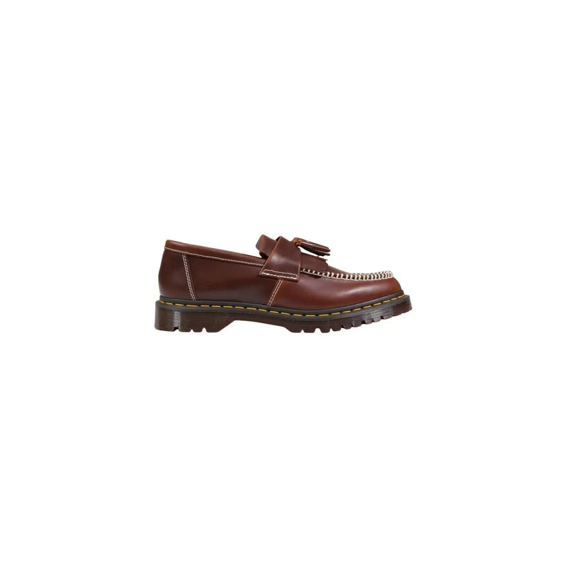 Dr Martens men moccassin brown leather tassel loafer with yellow stitching and chunky rubber sole spring summer shoes