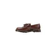 Dr Martens men moccassin brown leather tassel loafer with yellow stitching and chunky rubber sole spring summer shoes