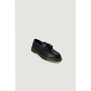 Dr Martens mens slip on black leather tassel loafer with yellow stitching and rubber sole for fall winter
