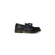 Black leather tassel loafer with yellow stitching slip on shoe by Dr Martens for mens fall winter wear