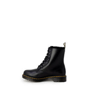 Back view of Dr Martens women black leather boots designed for fall and winter wear