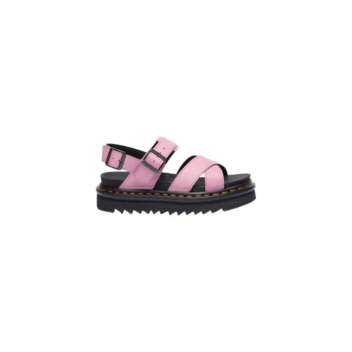 Dr. Martens Damen-Sandalen Voss II aus rosa Leder mit schwarzen Schnallen und klobiger Plateausohle