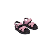 Dr martens women sandals pink leather voss ii with black rubber soles and silver buckle details