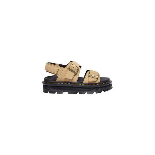 Hellbraune Ledersandalen mit Schnalle für Damen von Dr. Martens, Rückseite des Produkts abgebildet