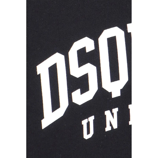 Black dsquared2 cotton t-shirt with bold white arched lettering visible on the front for casual wear