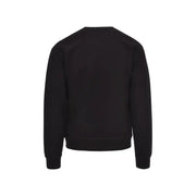 Dsquared men black cotton crewneck sweatshirt with ribbed cuffs and hem featuring a printed design