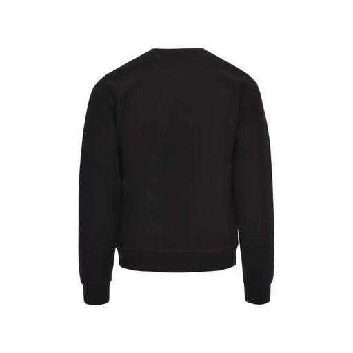 Dsquared men black cotton crewneck sweatshirt with ribbed cuffs and hem featuring a printed design