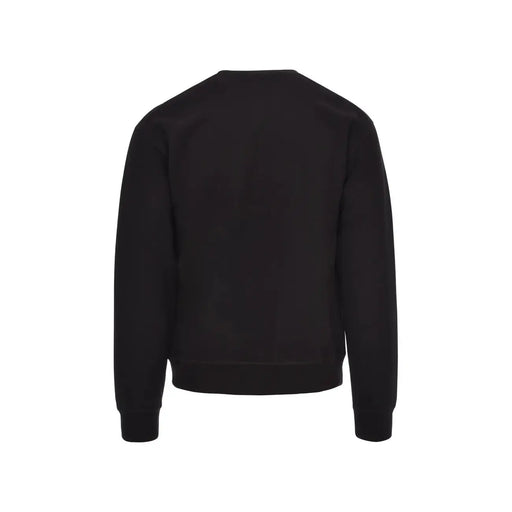 Dsquared men black cotton crewneck sweatshirt with ribbed cuffs and hem featuring a printed design
