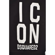 Dsquared men black cotton round neck printed sweatshirt featuring bold white icon lettering and brand name below