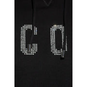 Schwarz Dsquared Herren-Baumwoll-Hoodie mit Rundhalsausschnitt und „Co“-Buchstaben, verziert mit funkelnden Strasssteinen.
