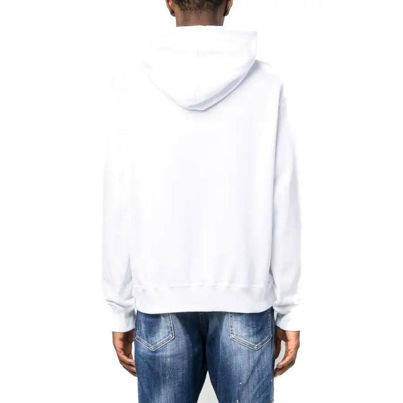 Weißer Baumwoll-Hoodie von Dsquared für Herren mit klarem, minimalistischem Design und Kapuze.