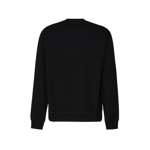 Dsquared2 Herren-Sweatshirt aus schwarzer Baumwolle mit Rundhalsausschnitt, langen Ärmeln und gerippten Bündchen für die Freizeit