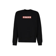 Dsquared2 Herren-Sweatshirt aus schwarzer Baumwolle mit Rundhalsausschnitt, rotem Logo und weißem Dsquared2-Schriftzug auf der Brust