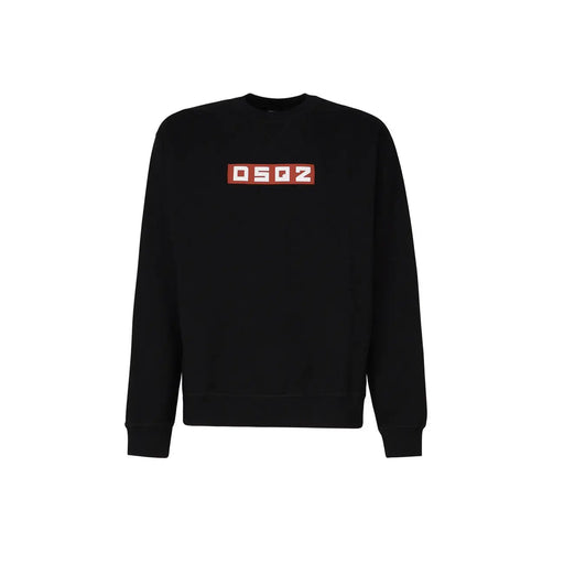 Dsquared2 Herren-Sweatshirt aus schwarzer Baumwolle mit Rundhalsausschnitt, rotem Logo und weißem Dsquared2-Schriftzug auf der Brust