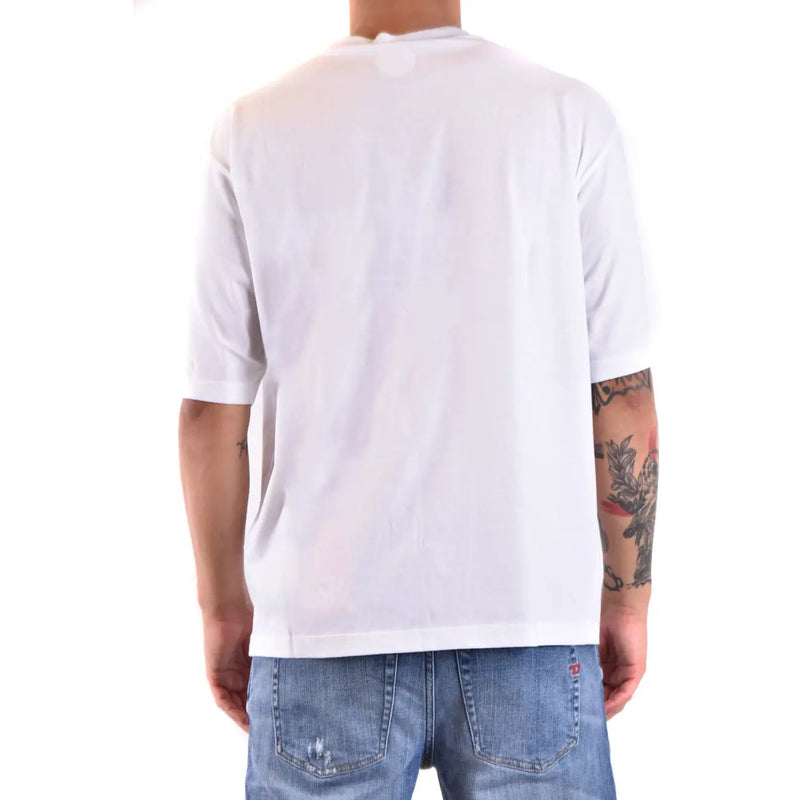 Weißes Herren-T-Shirt von Dsquared2 aus atmungsaktiver Baumwolle mit Rundhalsausschnitt und kurzen Ärmeln.