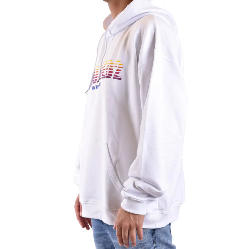 Dsquared2 men sweatshirt white cotton hooded sweatshirt with a gradient logo print across the chest