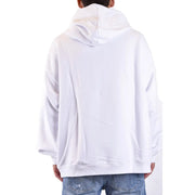 Dsquared2 men sweatshirt white cotton hooded print with oversized fit and ribbed cuffs