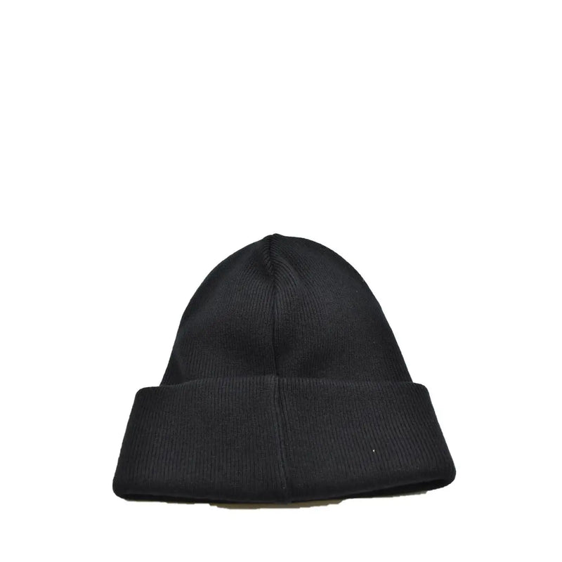 Dsquared2 Herren-Wollmütze, schwarz, gerippt, mit umgeschlagenem Bündchen und Logoprint für Herbst und Winter
