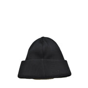 Schwarze Herren-Wollmütze von Dsquared2 mit Rippstrickbündchen und umgeschlagenem Ärmel mit Logoprint für Herbst und Winter