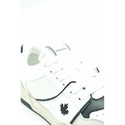 Dsquared2 Herren-Sneaker aus Leder mit mehrfarbigem Print in Weiß und Schwarz mit gesticktem Ahornblatt-Logo an der Seite