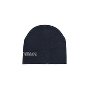 Armani Beanie EA7 Acrylmütze für Herren in Dunkelblau mit weißem, gesticktem Logo, Vorderansicht