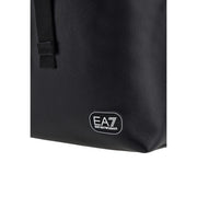 Emporio Armani Tote Bag EA7 für Damen aus schwarzem Leder mit strukturierter Oberfläche und minimalistischem Design, Vorderansicht