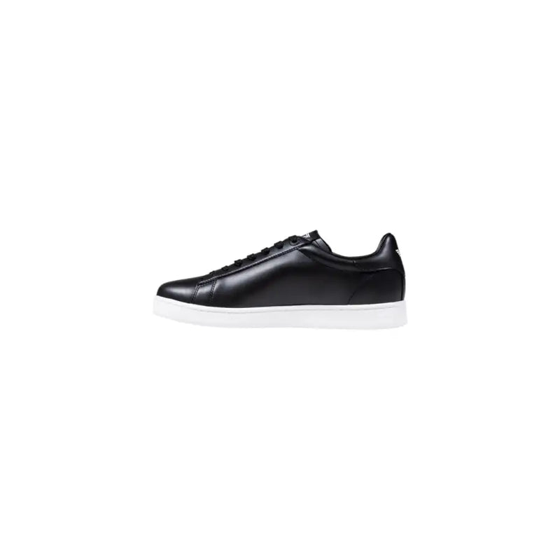 Ea7 schwarze Herren-Lederschuhetop Sneaker mit weißer Gummisohle im klassischen Freizeitdesign