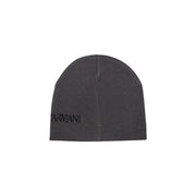 Armani Beanie EA7 für Herren in Dunkelgrau mit dezenter Rippstruktur und schwarzem, gesticktem Logo, Seitenansicht