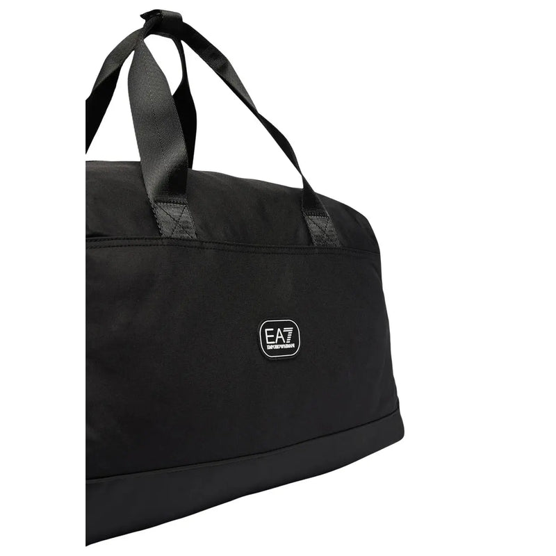 Ea7 Schwarze Umhängetasche für Damen mit verstärkten Henkeln und dezentem Logo-Patch, Vorderansicht