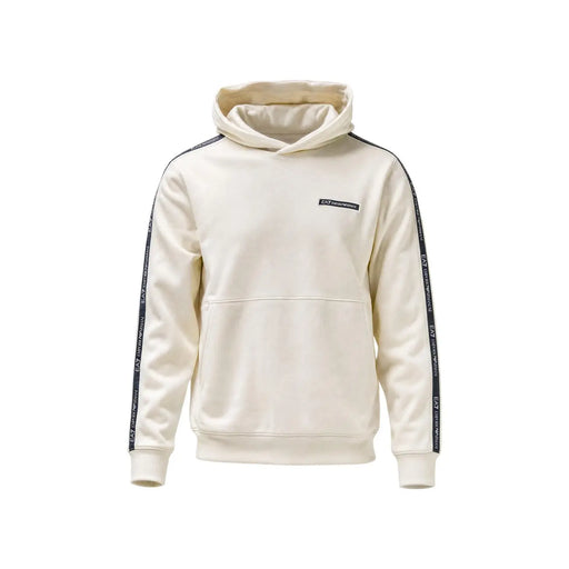 Ea7 Beigefarbener Herren-Hoodie aus Baumwolle mit cremefarbenen und schwarzen EA7 Emporio Armani Branding-Streifen an den Ärmeln