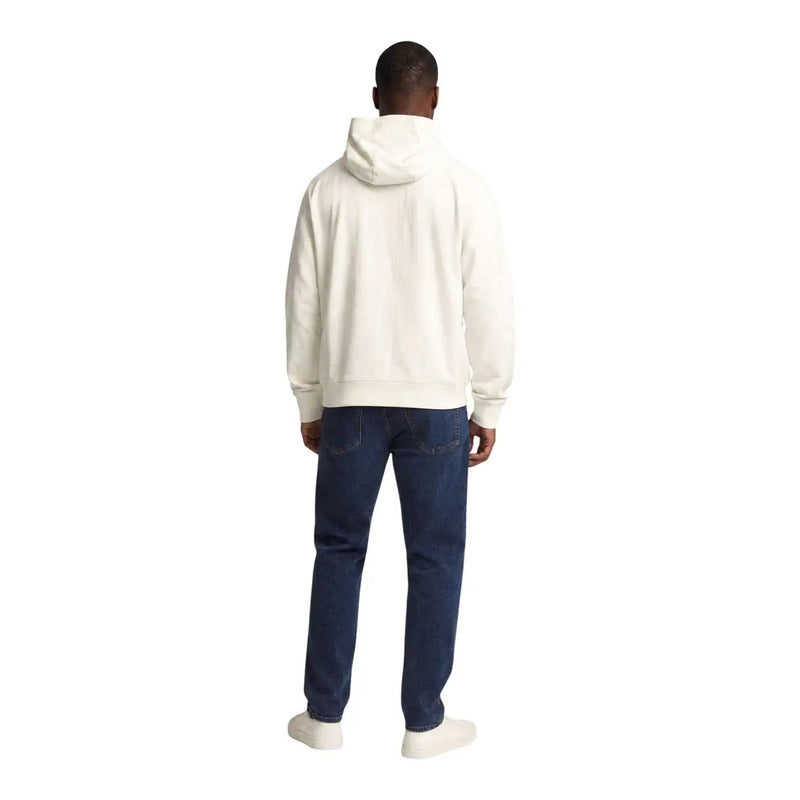 Ea7 Beigefarbener Herren-Hoodie aus Baumwolle mit cremefarbener Kapuze, weicher, lässiger Passform und gerippten Bündchen