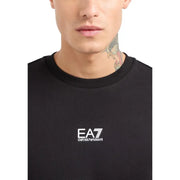 Schwarzes Emporio Armani Herren-Sweatshirt mit Rundhalsausschnitt und weißem Logo auf der Brust (Modell 8npm34 pjvtz)