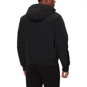 Men’s black hooded puffer jacket from Ea7 for fall winter wear
