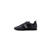 Ea7 Schwarzer Herren-Sneaker aus Polyamid zum Hineinschlüpfen mit Mesh- und Synthetik-Overlays und weißem Emporio Armani-Logo an der Seite.