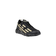 Ea7 Schwarze Herren-Sneaker aus Polyester mit beigefarbenem, strukturiertem Mesh-Obermaterial, markantem Streifenlogo und klobiger, geometrischer Sohle