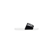 EA7 Herren-Pantolette aus schwarzem PVC mit glänzend schwarzem Riemen und silbernem Emporio Armani Logo für lässige Sommerkleidung