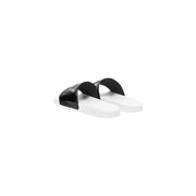 Ea7 Schwarze PVC-Herrenpantoffeln, lässige Sommerschuhe mit weißen und schwarzen Sandalen und glänzend schwarzem Riemen mit silbernen Details