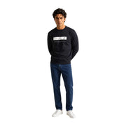 Ea7 Schwarzes Herren-Sweatshirt aus Baumwolle in regulärer Passform mit weißem und grauem EA7-Logo auf der Brust