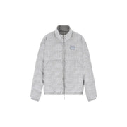 Ea7 Grauer Herrenblazer mit Reißverschluss und Rollkragen aus Polyestergemisch mit grauer Steppjacke, dezentem Logomuster und gerippten Bündchen.