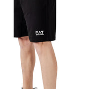Black ea7 emporio armani men shorts with white logo on lower leg made from comfortable fabric for casual wear
