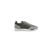 Olivgrüne und graue Wildleder- und Mesh-Sneaker EA7 von Emporio Armani für Herren mit schwarzen Akzenten, Freizeitschuhe
