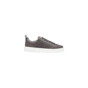 Ea7 Herren-Sneaker, schwarz, Polyurethan, Freizeitschuhe, graues Leder, niedrigtop Sneaker mit weißer Gummisohle und geprägtem Logo
