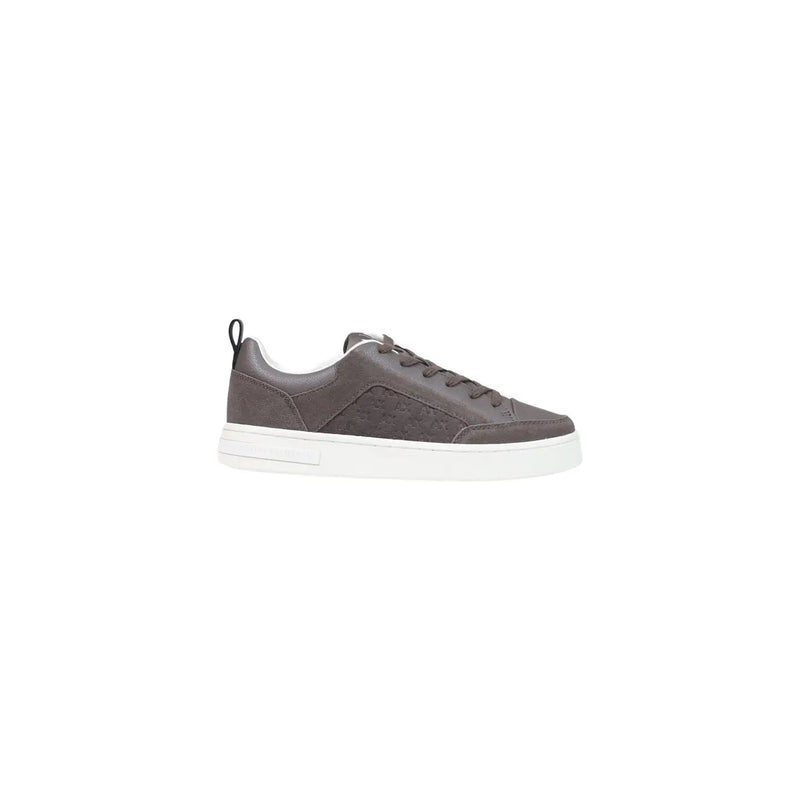 Ea7 Herren-Sneaker, schwarz, Polyurethan, Freizeitschuhe, graues Leder, niedrigtop Sneaker mit weißer Gummisohle und geprägtem Logo