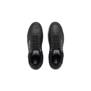 Ea7 Herren-Sneaker aus schwarzem Leder mit weißen Akzenten und Perforationen, lässige Polyurethanschuhe