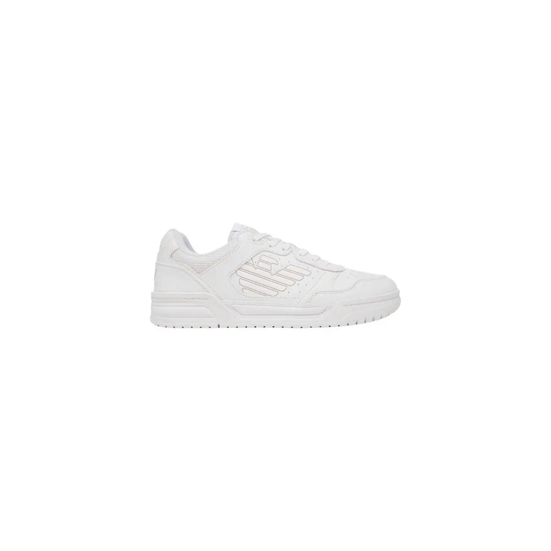 Ea7 Herren-Sneaker schwarz niedrigtop Freizeitschuhe aus Polyurethan-Material mit dezentem, geprägtem Markenlogo an der Seite