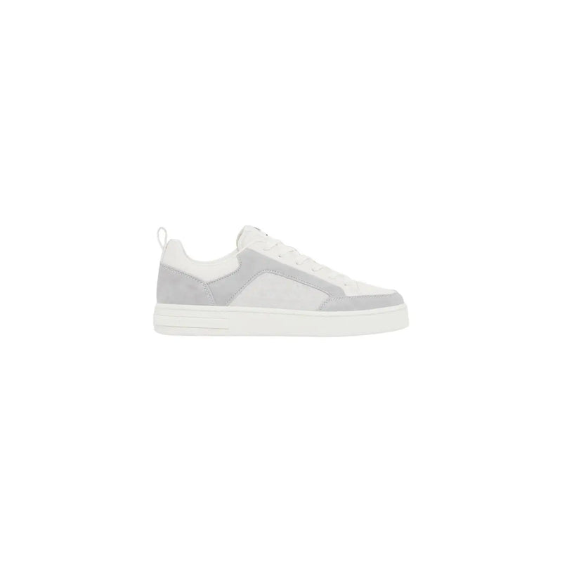 Ea7 Herren-Sneaker aus weißem und hellgrauem Wildleder mit schlichtem, minimalistischem Design für den Alltag