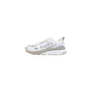 Ea7 Herren-Sneaker, graue Schnürschuhe aus Polyester mit weiß-grauem, strukturiertem Mesh-Obermaterial und silberfarbenem Metallic-Logo