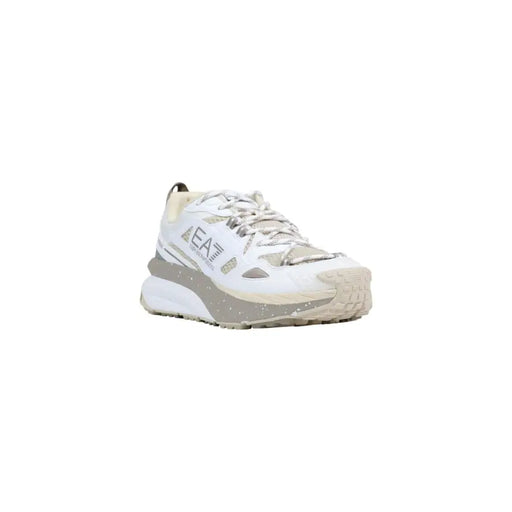 Ea7 Herren-Sneaker, graue Polyester-Schnürschuhe mit weiß-grauem Mesh-Obermaterial und klobiger Sohle